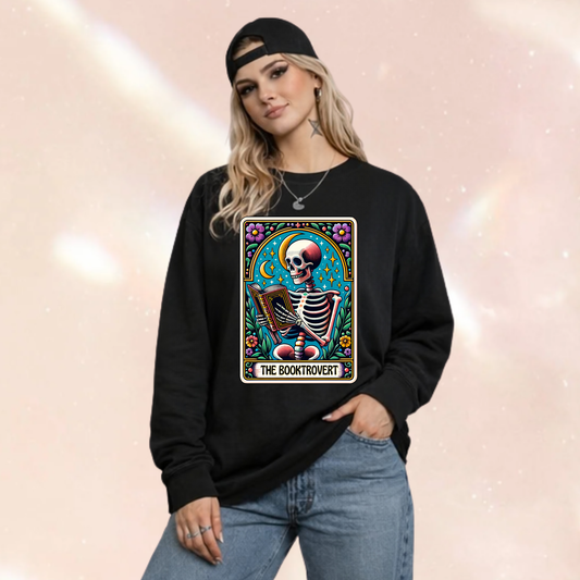 The Booktrovert Tarot Style Book Lover Long Sleeve Premium Oversized T-shirt