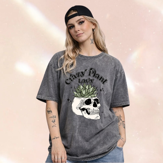 Crazy Plant Lady Skull Planter Oversized T-shirt