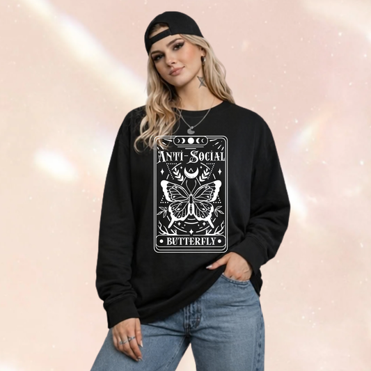 The Anti-Social Butterfly Tarot Premium Oversized Long Sleeve T-shirt