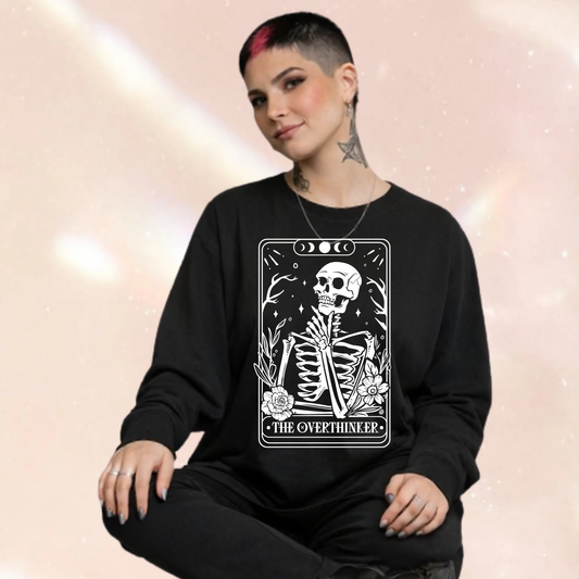 The Overthinker Skull Tarot Premium Oversized Long Sleeve T-shirt