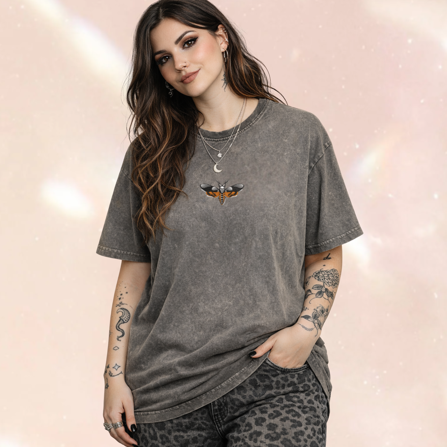 Death's Head Moth Embroidered Oversized T-shirt