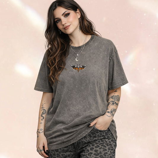 Death's Head Moth Embroidered Oversized T-shirt