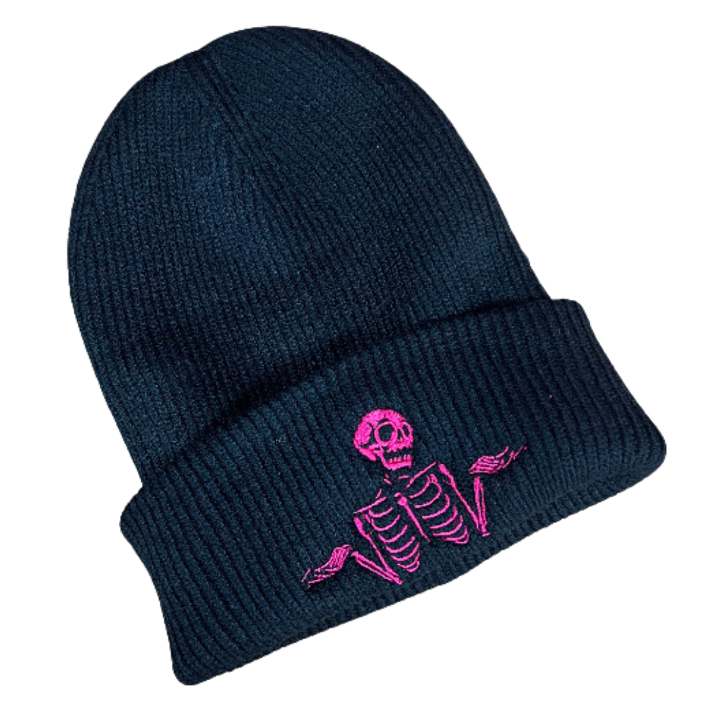 Skeleton Embroidered Adults Recycled Oversized Beanie