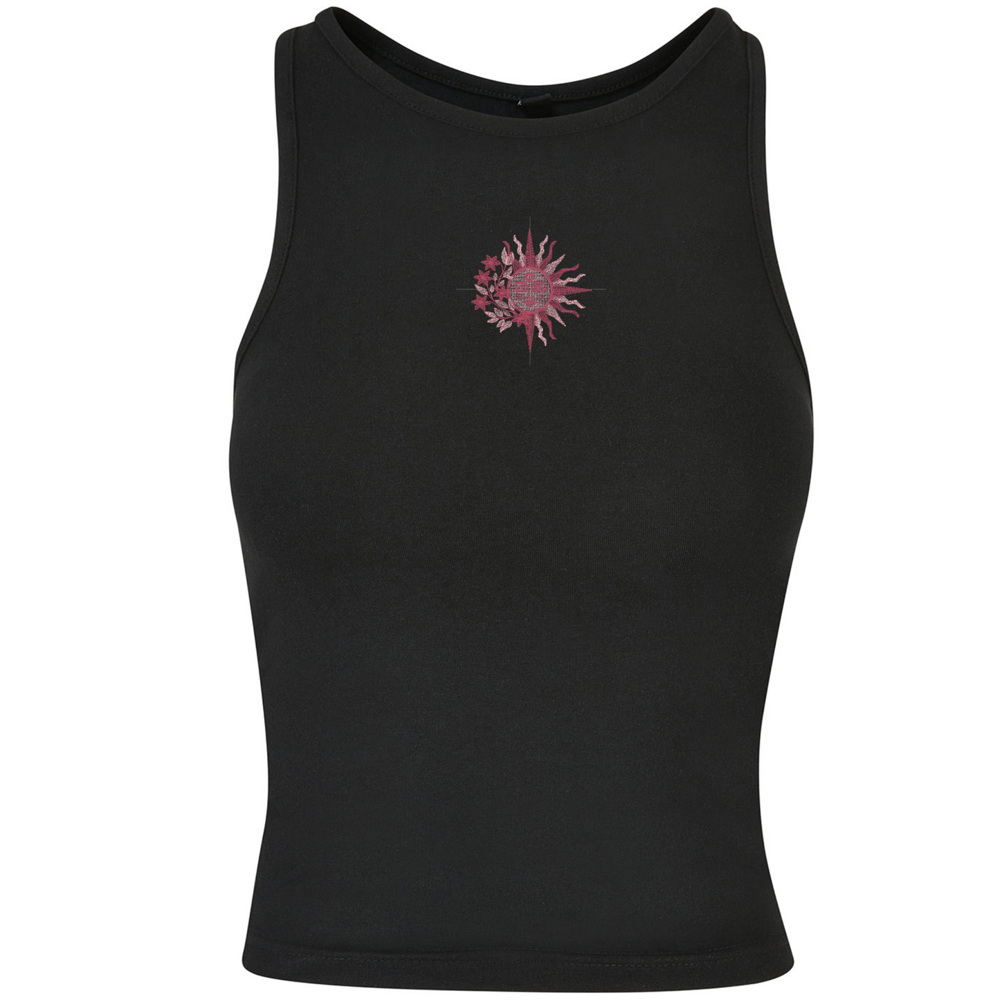 Sun Moon Embroidered Spiritual Racer Back Fitted Vest
