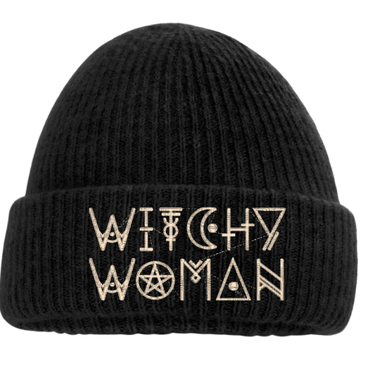 Witchy Woman Gothic Embroidered Adults Beanie Hat