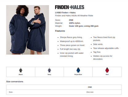 Waterproof Oversized Robe Adults - Custom Create your own