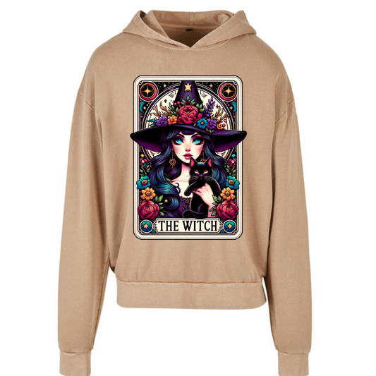 The Witch Colourful Tarot Acid Wash Oversized Unisex Hoodie