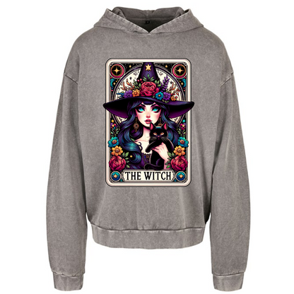 The Witch Colourful Tarot Acid Wash Oversized Unisex Hoodie