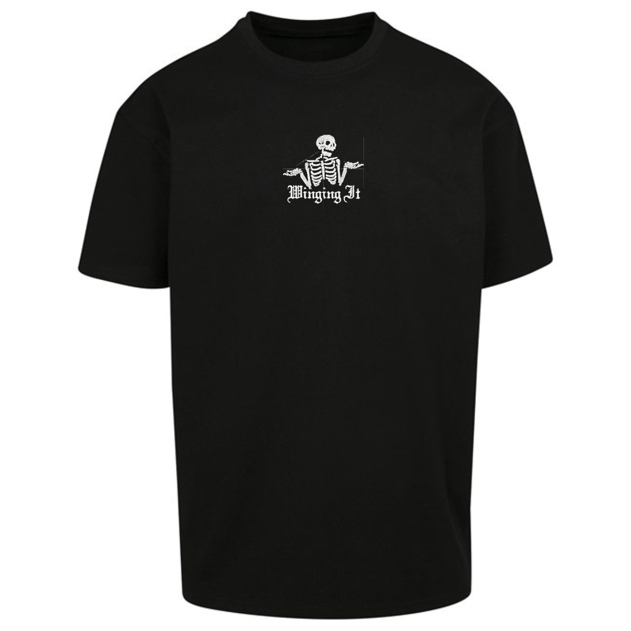 Winging It Skull Embroidered Alternative Premium Oversized Short Sleeve T-shirt
