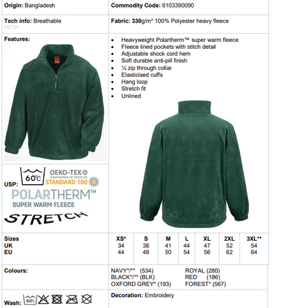 Caldicot Musical Theatre Society 1/4 Zip Fleece