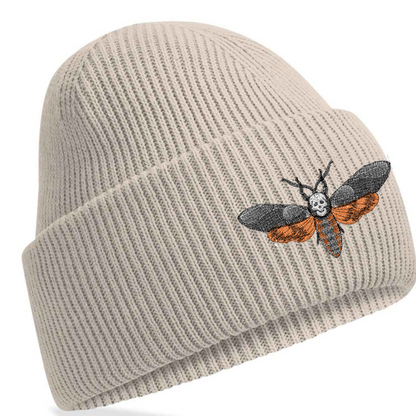 Death's Head Moth Embroidered Adults Recycled Oversized Beanie