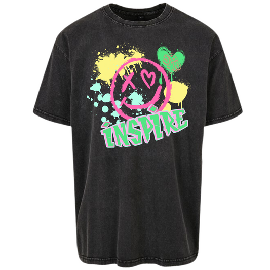 Inspire Grunge Graffiti Style Oversized Acid Wash T-shirt