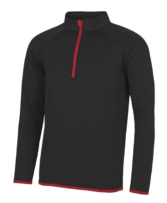 Stretch Just Cool Sports Midlayer Stretch Black red Trim Large