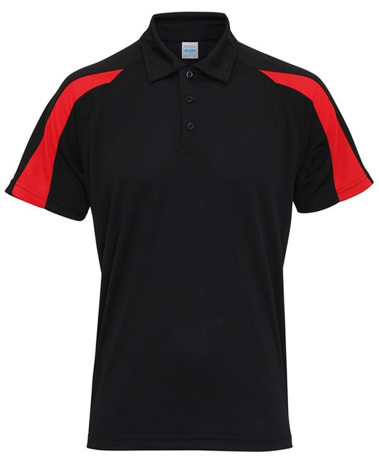 Unisex Sport Polo Shirt Black with Red Trim Medium